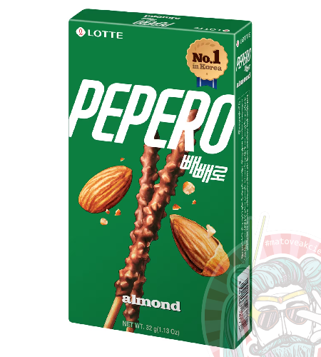 Pepero Tyčinky Mliečna Čokoláda s Kúskami Mandlí 32g KOR