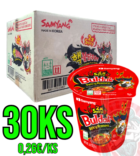 Samyang Buldak Kuracie Rezance 2x Spice v Kelímku Kartón (30x70g) 2100g KOR