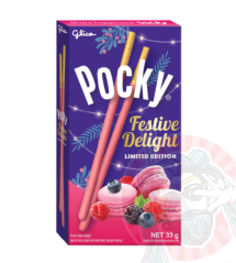 Pocky Limitovaná Edícia Festive Delight príchuť mix Bobúľ a Makaróniek 33g