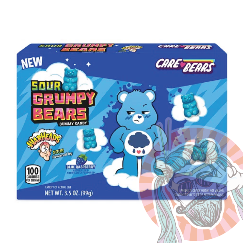 Warheads Sour Grumpy Bears Blue Raspberry 99g USA